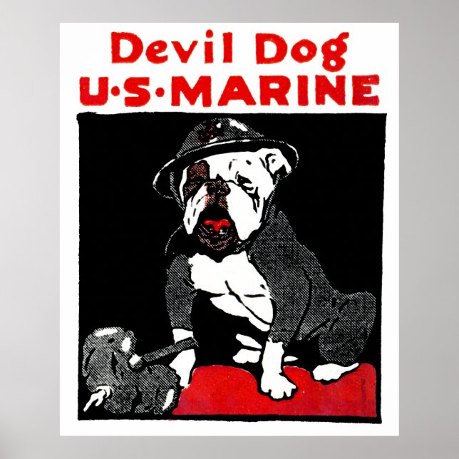 WWI Marine Corps Djävulen Hund Poster (Framsidan)