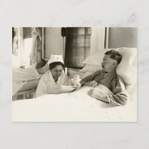 WWI Nurse och Soldier Vykort
