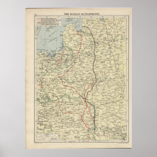 WWI Östra Front Karta Poster