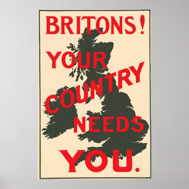 WWI-propagandaposter Britter! Ditt land behöver Poster (Framsidan)
