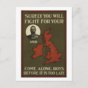 WWI Rekrytering Poster Vykort