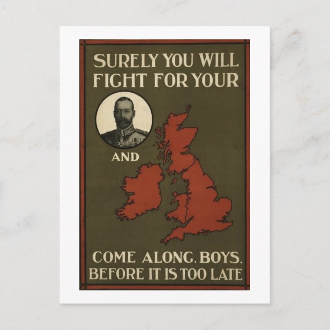 WWI Rekrytering Poster Vykort (Framsida)