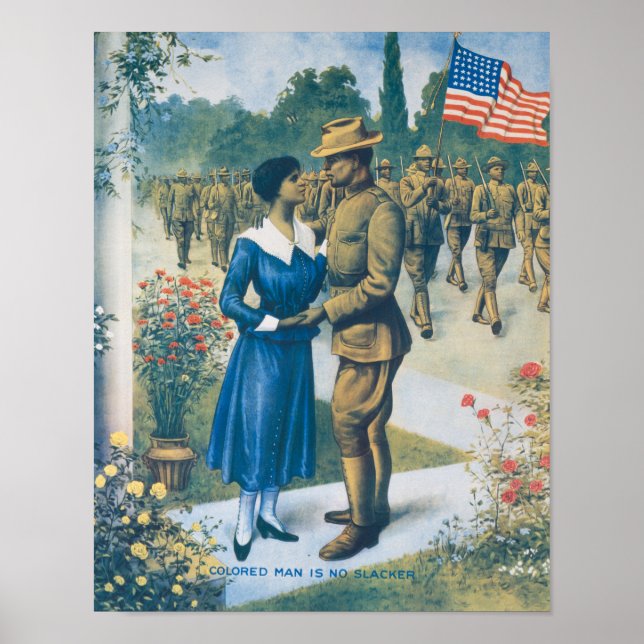 WWI-replikaposter: Färgad man är ingen slöfock Poster (Framsidan)