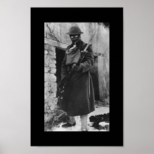 WWI-soldat i gasmask Poster