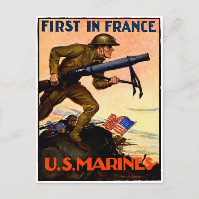 WWI US Marines Vykort (Framsida)