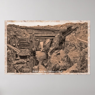 WWI-Världskrig I British Soldiers i Trench Poster