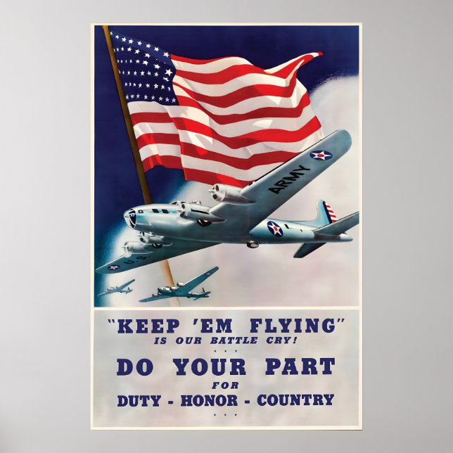 WWII-affisch US Air Force Keep Them Flying Poster (Framsidan)