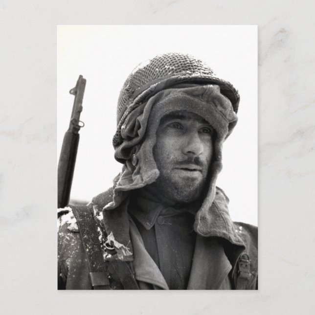 WWII American Infantryman Vykort (Framsida)