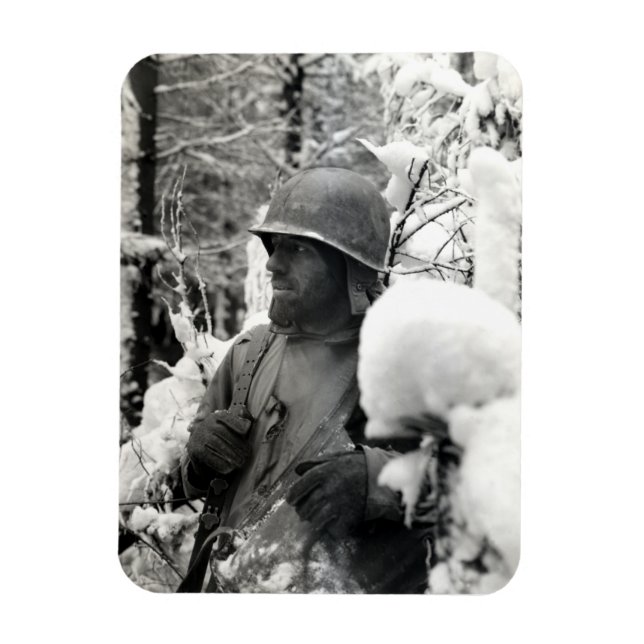 WWII American Soldier i Bastogne Magnet (Vertikal)