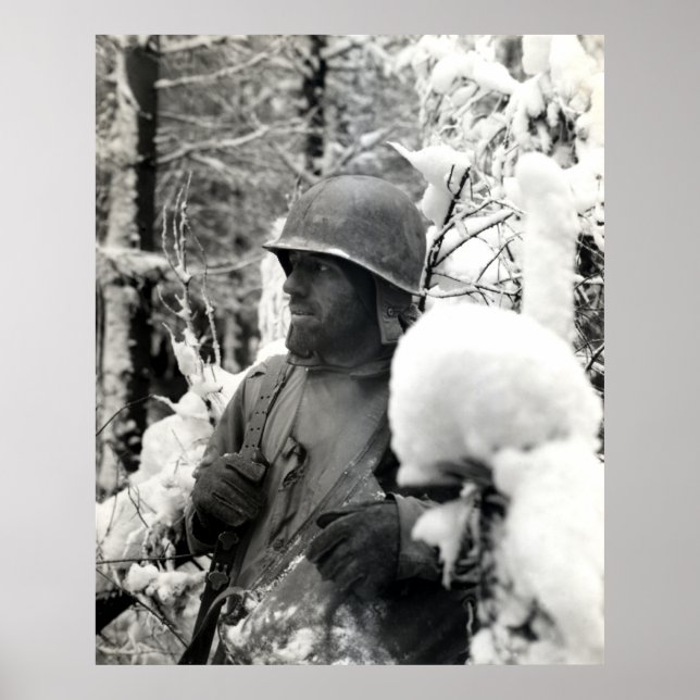 WWII American Soldier i Bastogne Poster (Framsidan)