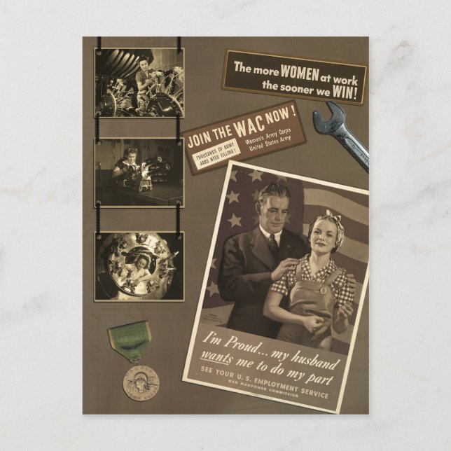 WWII Arbetskvinnor - vykort (Framsida)