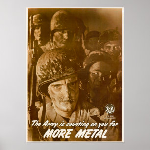 WWII Armén räknar med dig för mer Metall Poster