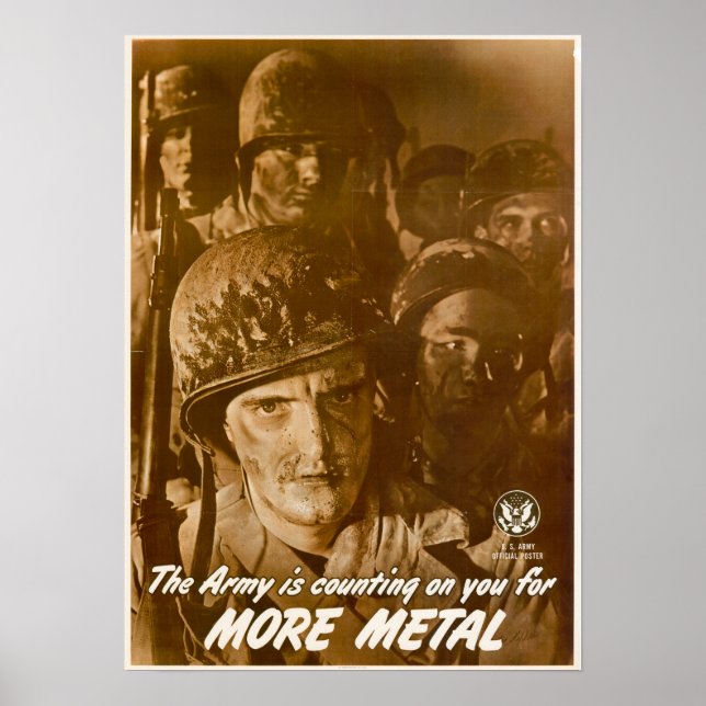 WWII Armén räknar med dig för mer Metall Poster (Framsidan)