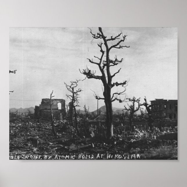 WWII Atombombfoto från Hiroshima Poster (Framsidan)