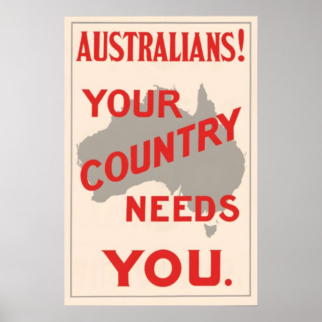 WWII Australien Propagandaaffisch Ditt Land Poster (Framsidan)