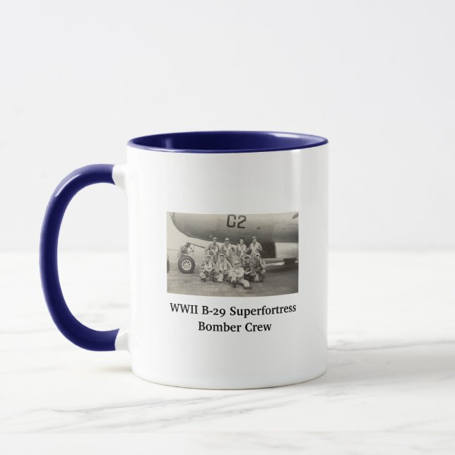 WWII B-29 Bombardörbesättningsfoto Kaffe Mugg (Vänster)