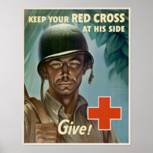 WWII Behålla Din röda Kor vid hans sida Poster