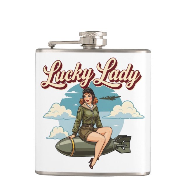 WWII Bomber "Lucky Lady" Nose Art Fickplunta (Framsidan)