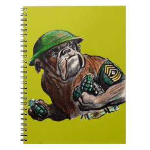 WWII-bulldog hund Soldat Sgt. Rover Anteckningsbok Med Spiral
