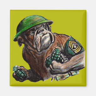 WWII-bulldog hund Soldat Sgt. Rover Magnet