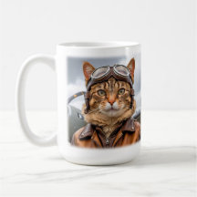 WWII Cat Fighter Pilot Mugg