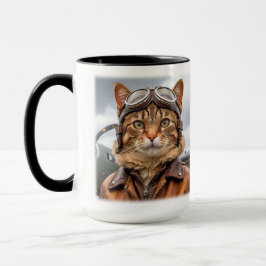 WWII Cat Fighter Pilot Mugg