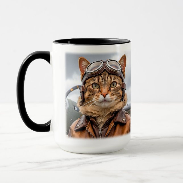 WWII Cat Fighter Pilot Mugg (Vänster)