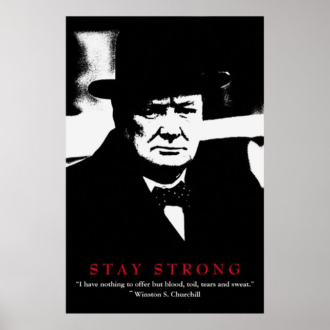 WWII Citat Winston Churchill Motivational Pop Art Poster (Framsidan)