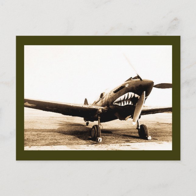 WWII Flygtigrar Curtiss P-40 Fighter Flygplan Vykort (Framsida)