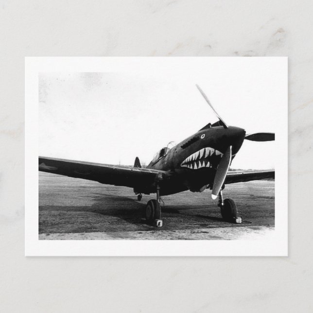 WWII Flygtigrar Curtiss P-40 Fighter Flygplan Vykort (Framsida)