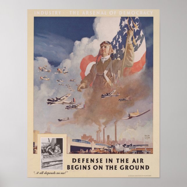 WWII-försvaret i Luft börjar på marken Poster (Framsidan)