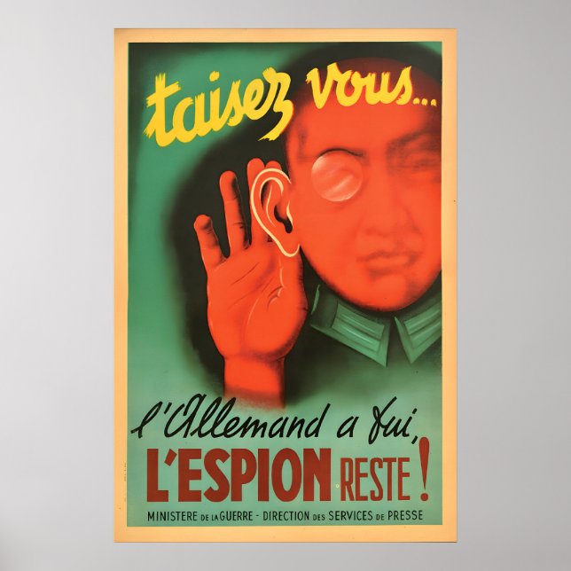 WWII Fransk propagandaposter Den tyska har flytt Poster (Framsidan)