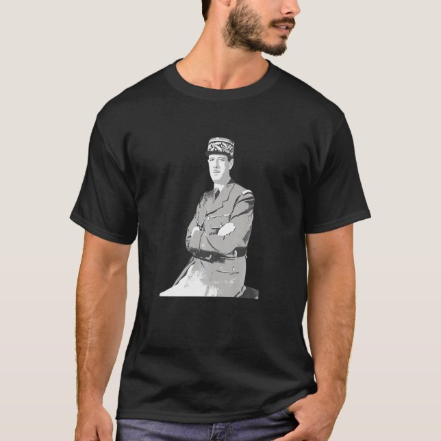 Wwii-Franskens historiske general De Gaulle T Shirt (Framsida)