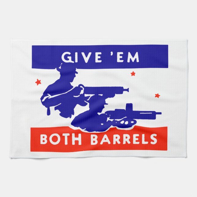 WWII Ge em Båda Barrels Kökshandduk (Horisontell)