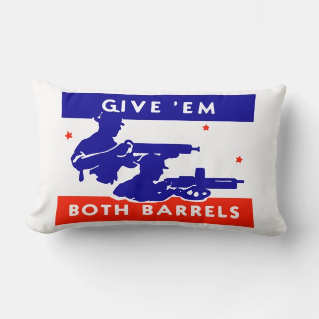 WWII Ge em Båda Barrels Lumbarkudde (Framsida)