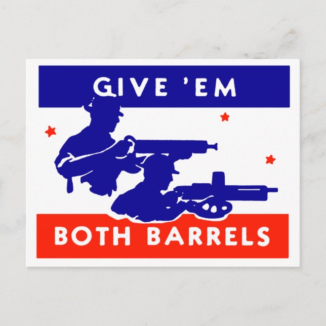 WWII Ge em Båda Barrels Vykort (Framsida)