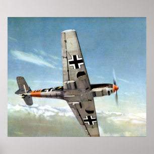 WWII German ME-109 under flygning. Poster