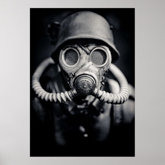 WWII German Solider i en gasmask Poster