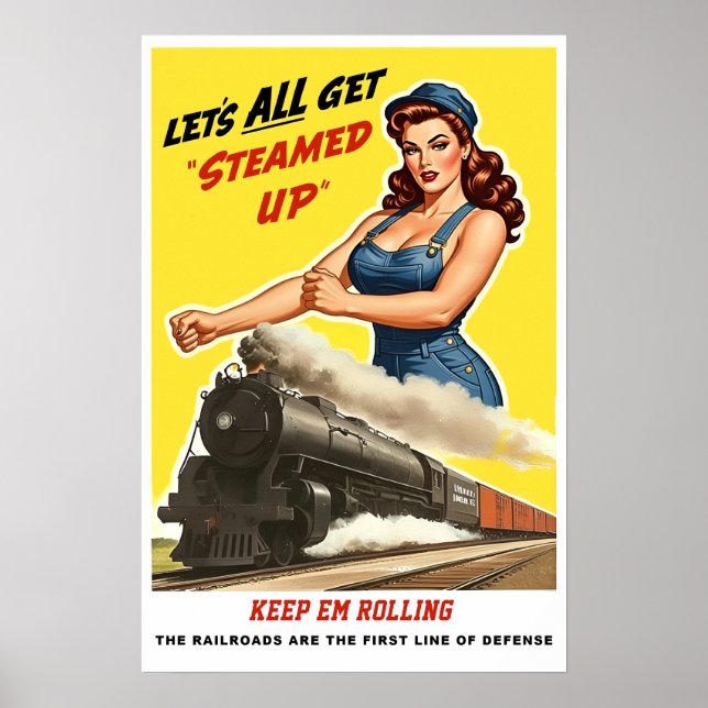 WWII-järnvägsaffisch för hemmafronten Poster (Framsidan)