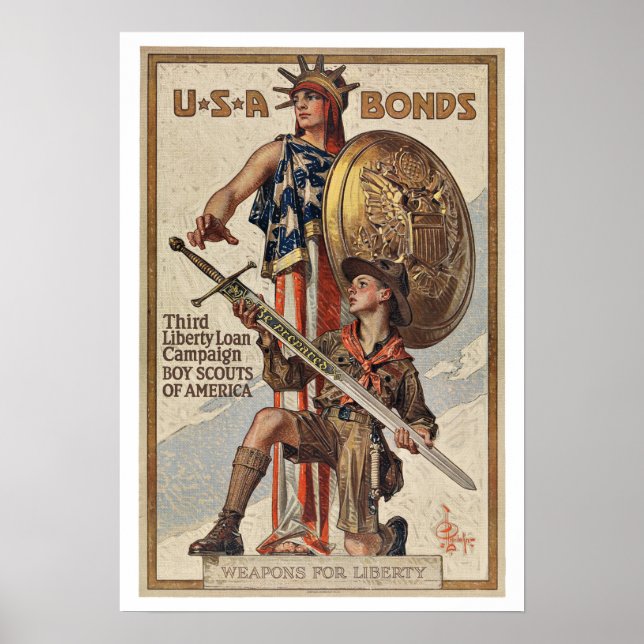 WWII Krig Bonds - Vintage Patriotism Poster (Framsidan)