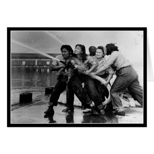 WWII-kvinnor - gratulationskort för Homefront/Krig Hälsningskort (Framsidan Horizontal)