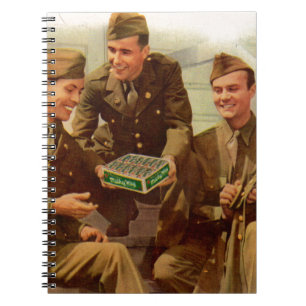 WWII-lödningar på 1940-talet med godis från hemmet Anteckningsbok