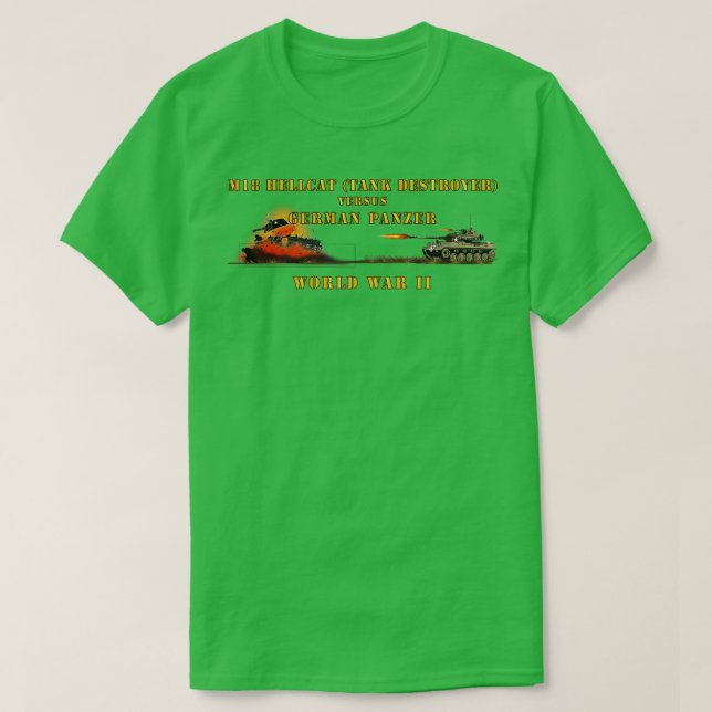 WWII M18 FanCat Killing German Panzer Exploding T Shirt (Design framsida)