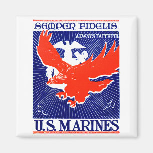 WWII-marinkorpralaffisch Magnet