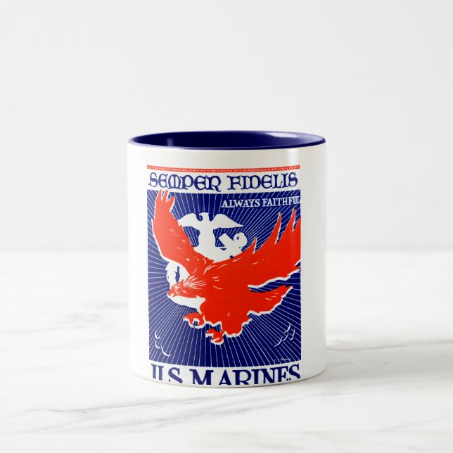 WWII-marinkorpralaffisch Två-Tonad Mugg (Center)
