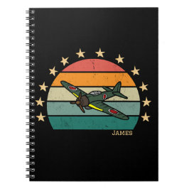 WWII Militärstridsflygplan Krig Retro Anteckningsbok