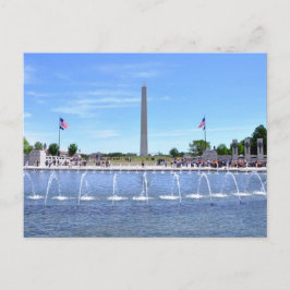 WWII-minnesfontäner och Washington Monument wi Vykort