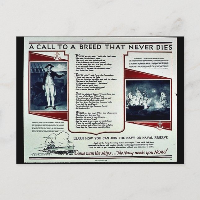 Wwii Navy Recruit2 Vykort (Framsida)