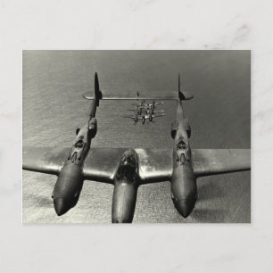 WWII P-38 Varningar Vykort