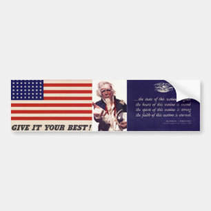 WWII Patriotic Poster Bumper Sticker Bildekal